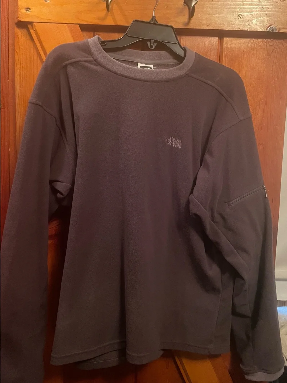 Men’s The North Face Fleece Shell Long Sleeve Shirt Gray-Black Medium